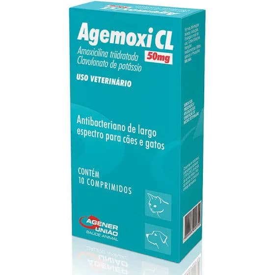 Antibiótico Agemoxi 50mg (Amoxicilina) 10 Comprimidos para Cães e Gatos — Agener União
