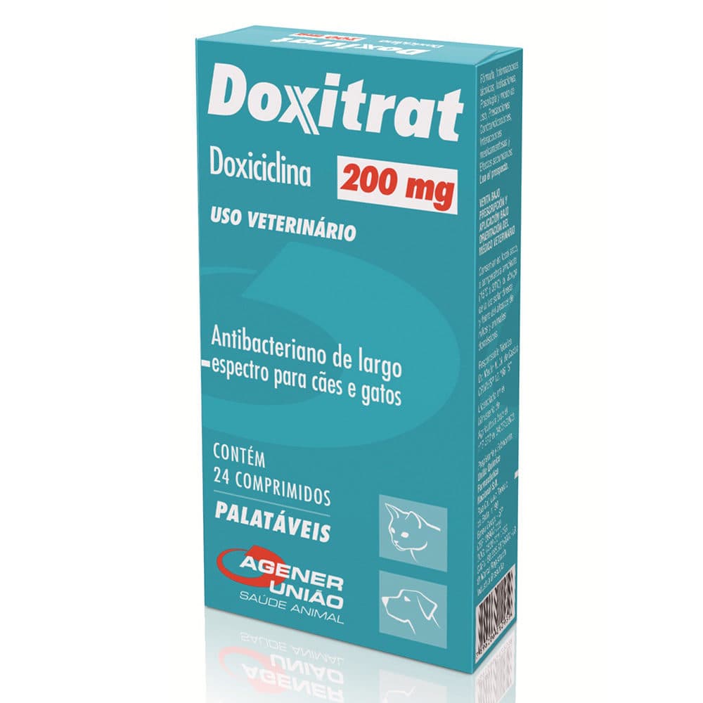 Antibiótico Doxitrat 200mg (Doxiciclina) 24 Comprimidos para Cães e Gatos — Agener União