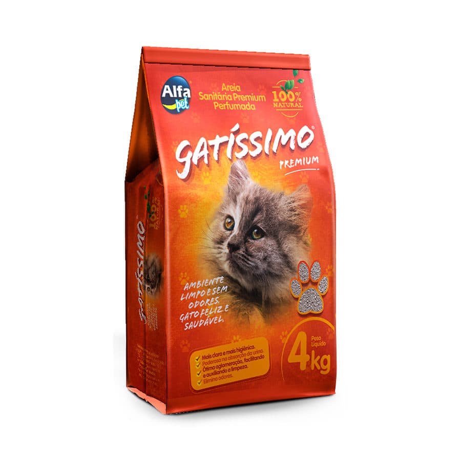 Areia Sanitária Gatíssimo Premium Perfumada 4kg para Gatos – Alfapet