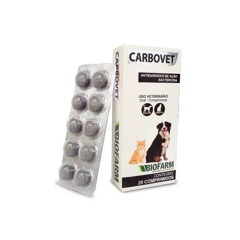 Antitóxico Carbovet (Carvão Ativado) 20 Comprimidos para Cães e Gatos – Biofarm