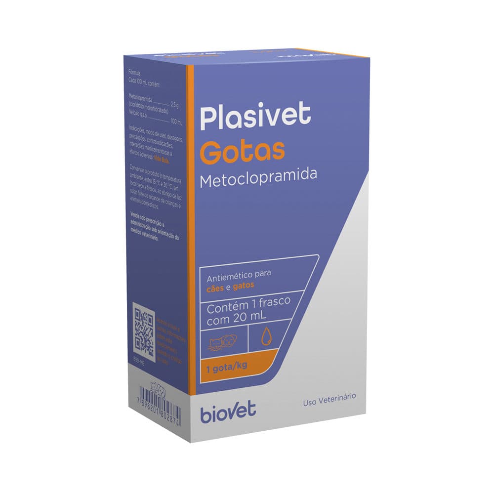 Antiemético Plasivet 20ml (Metoclopramida) para Cães e Gatos — Biovet