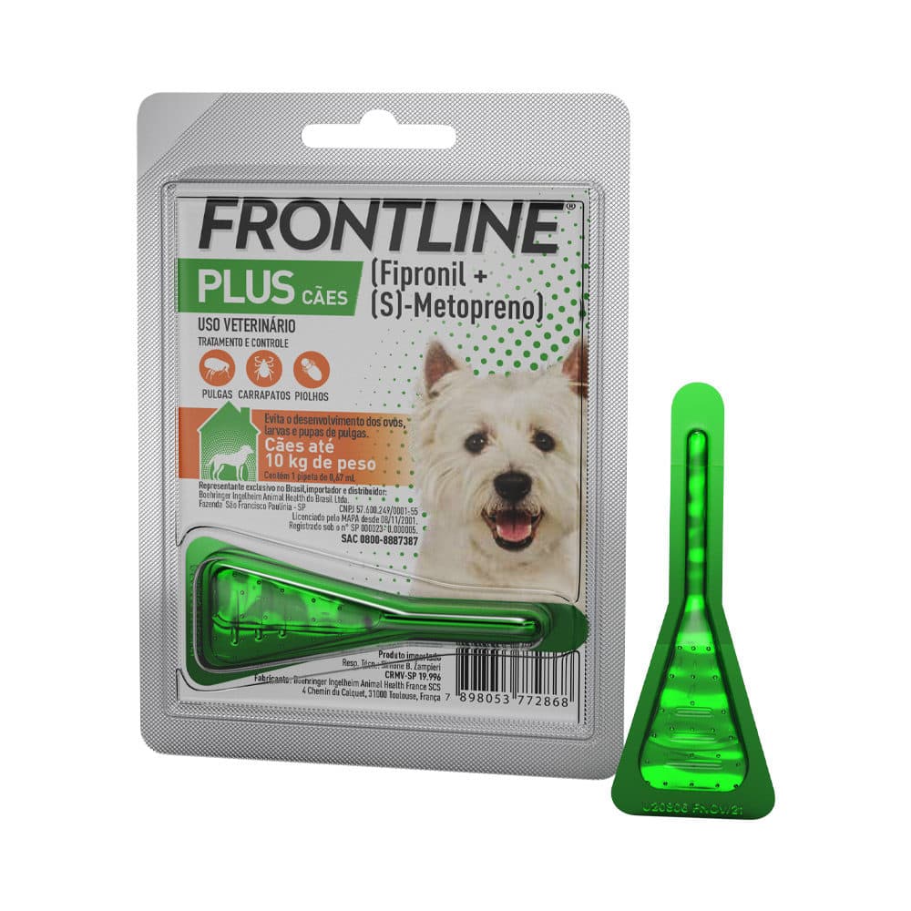 Antipulgas Frontline Plus (Fipronil + S-Metopreno) até 10kg para Cães – Boehringer Ingelheim