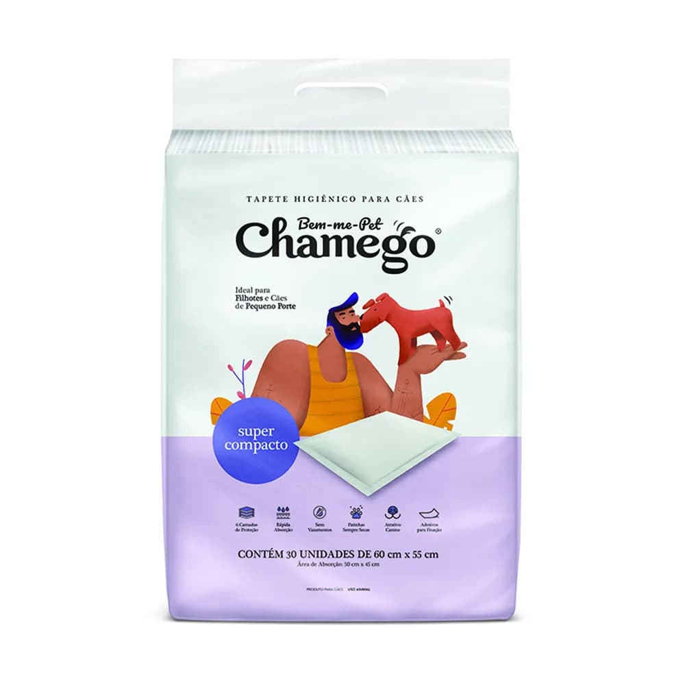 Tapete Higiênico Compact Chamego 60x55cm 30 Unidades Para Cães - Chamego