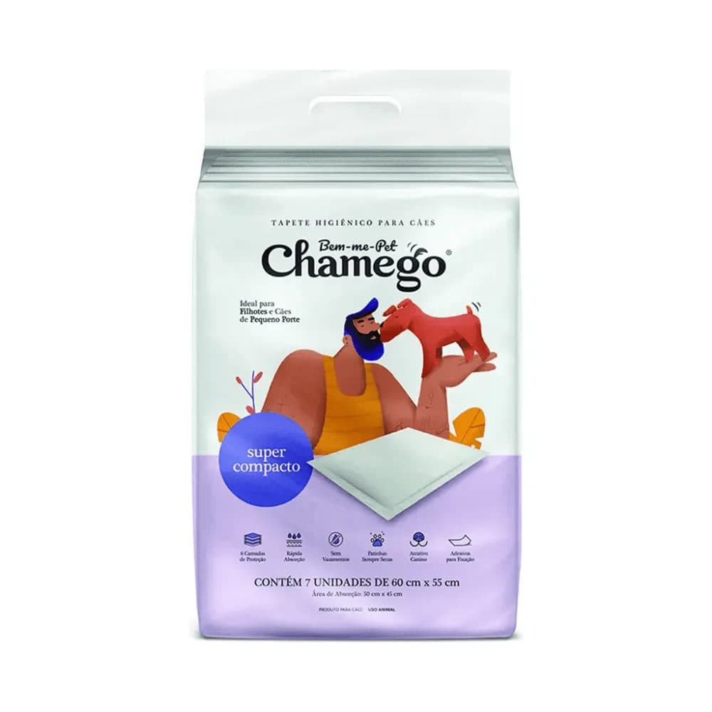 Tapete Higiênico Compact Chamego 60x55cm 7 Unidades Para Cães - Chamego