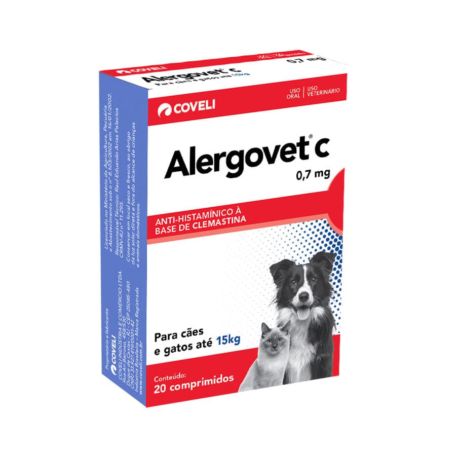 Antialérgico Alergovet C 0,7mg para Cães e Gatos – Coveli