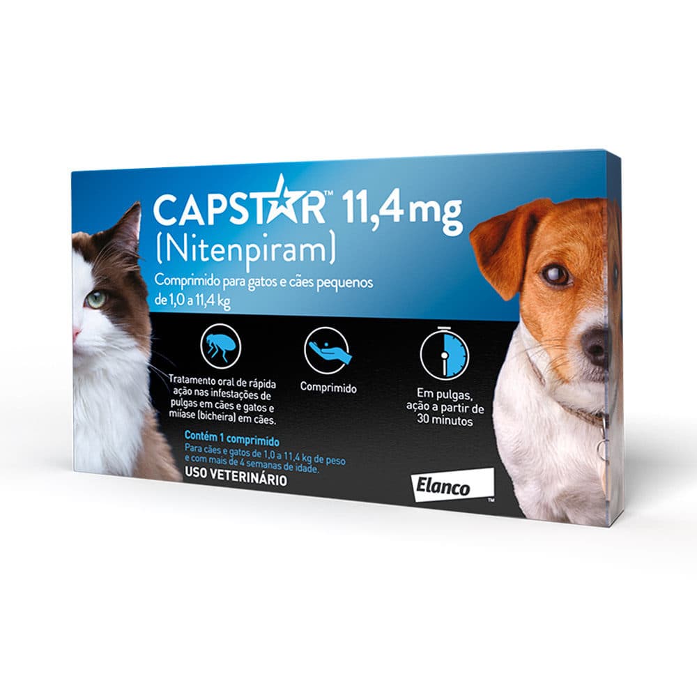 Antipulgas Capstar até 11,4kg (Nitenpiram) 6 Comprimidos Para Cães e Gatos - Elanco