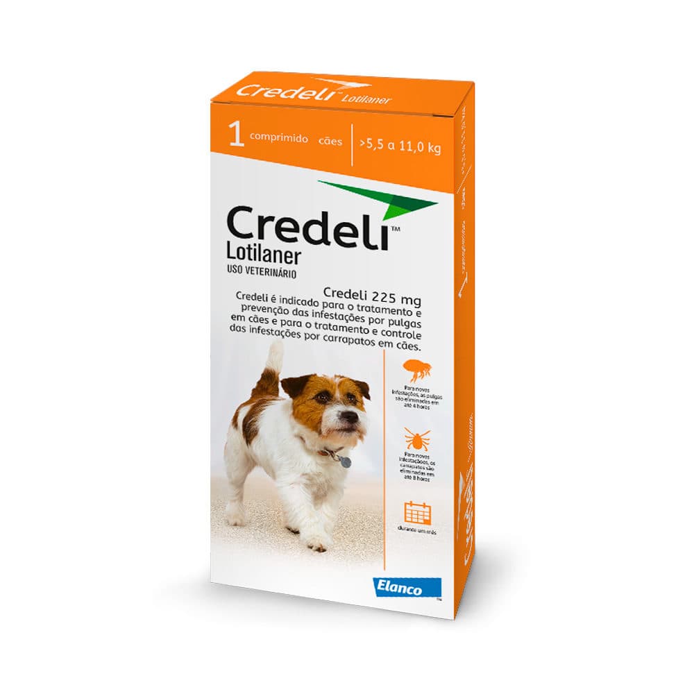 Antipulgas Credeli 225mg (Lotilaner) Comprimido para Cães de 5,5 a 11kg – Elanco