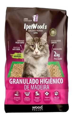 Granulado Higiênico de Madeira Ipetwoods 2kg para Gatos – Ipetwoods