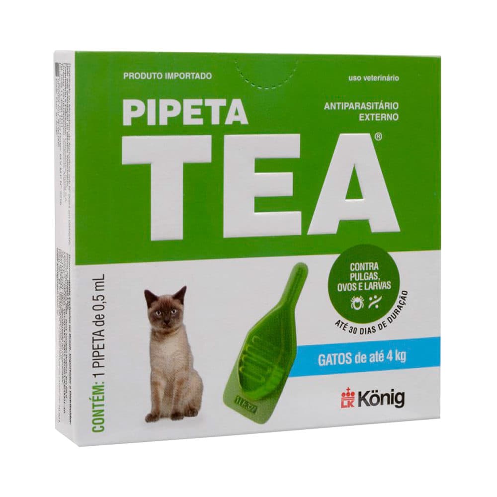 Antipulgas Pipeta Tea para Gatos até 4kg – König