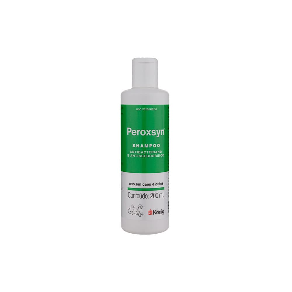 Shampoo Antibacteriano Peroxsyn 200ml (Peróxido de Benzoíla) para Cães e Gatos – König