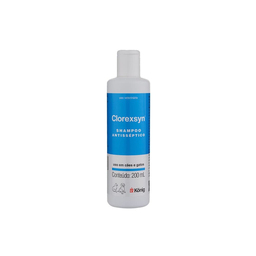 Shampoo Antisséptico Clorexsyn 200ml (Clorexidina) para Cães e Gatos – König