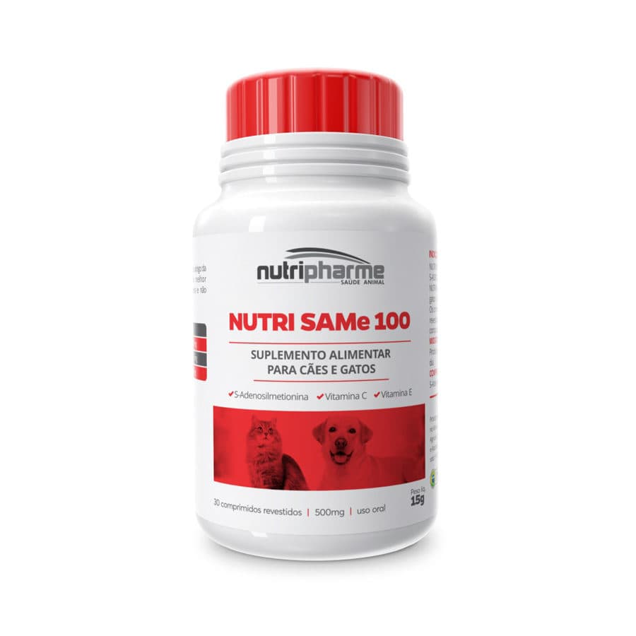 Suplemento Hepático Nutri SAMe 100 500mg 30 Comprimidos para Cães e Gatos – Nutripharme