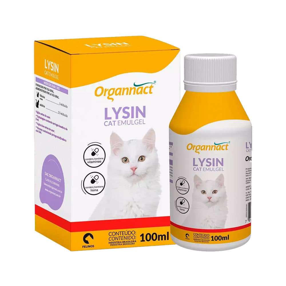 Suplemento Imunidade Cat Lysin 100ml (Lisina + Vitaminas) Emulgel para Gatos — Organnact