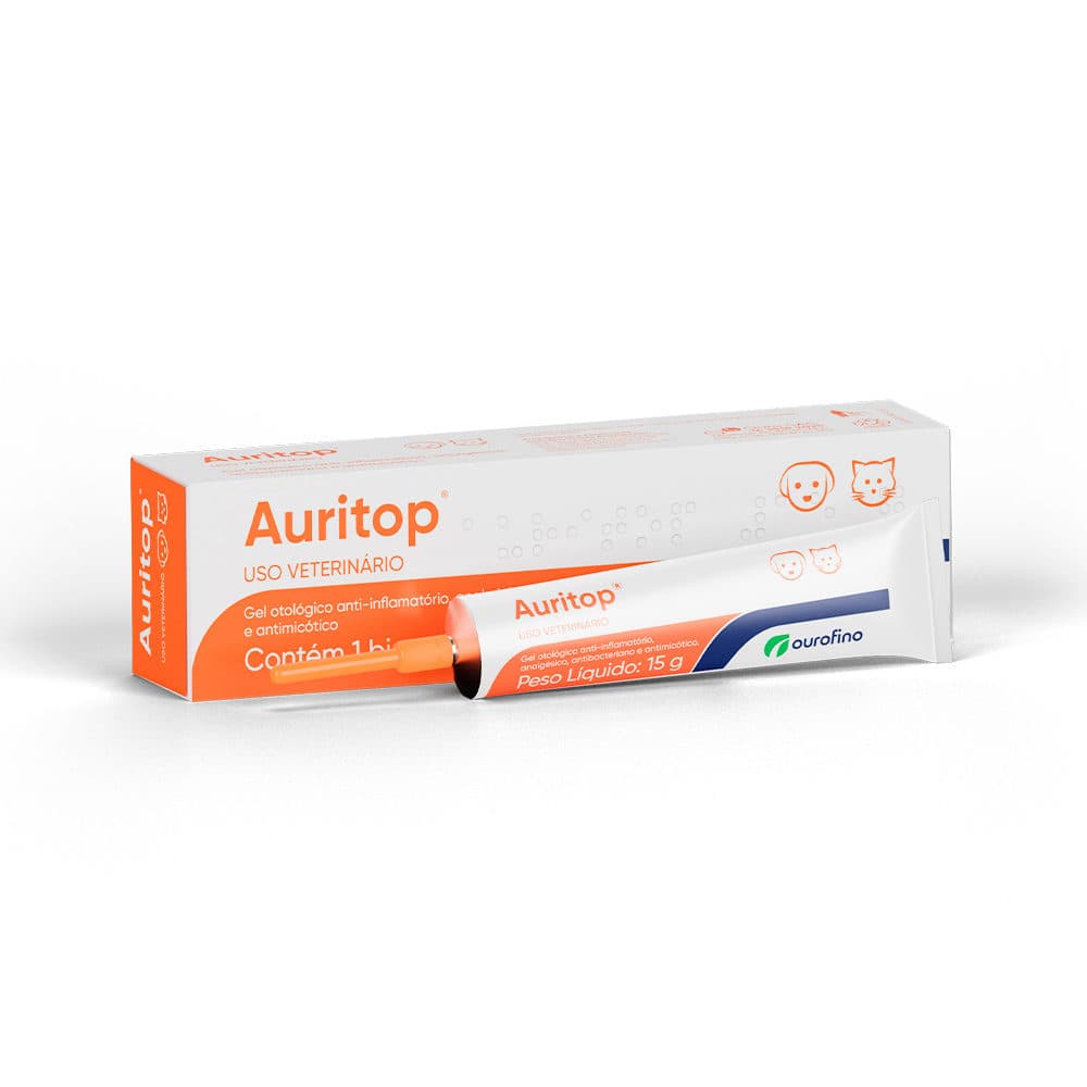 Gel Otológico Auritop 15g (Ciprofloxacina + Cetoconazol) para Cães e Gatos — Ourofino