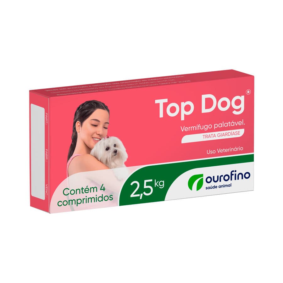 Vermífugo Top Dog 4 Comprimidos para Cães até 2,5kg – Ourofino