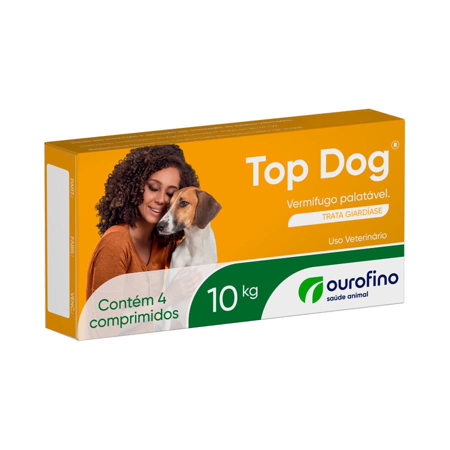 Vermífugo Top Dog 4 Comprimidos (Febantel + Praziquantel + Pamoato de Pirantel + Ivermectina) para Cães até 10kg – Ourofino