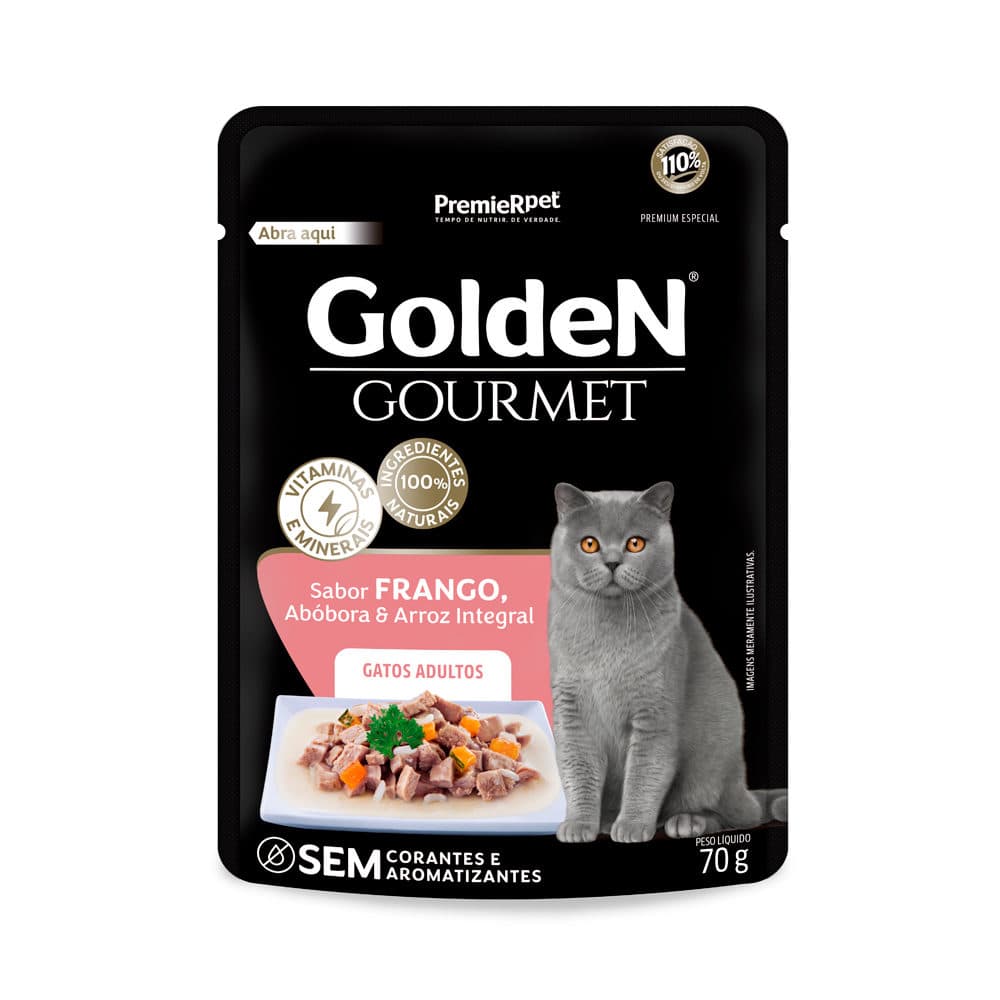 Sachê Golden Gourmet Para Gatos Adultos Sabor Frango 70g – PremieRpet