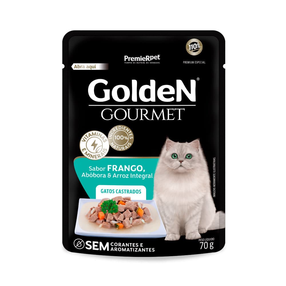 Sachê Golden Gourmet Para Gatos Castrados Sabor Frango 70g – PremieRpet