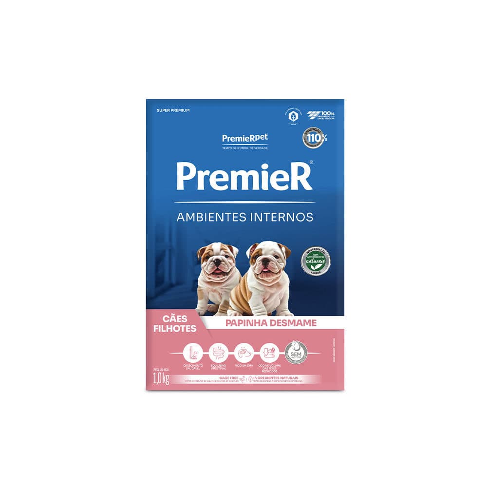 Papinha de Desmame Premier Ambientes Internos Para Cães Filhotes 1kg – PremieRpet