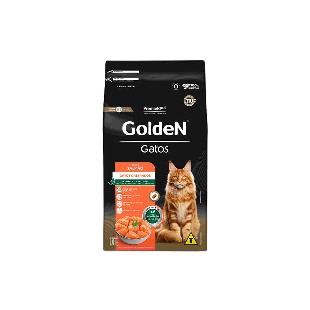 Ração Golden Para Gatos Castrados Sabor Salmão 1kg – PremieRpet