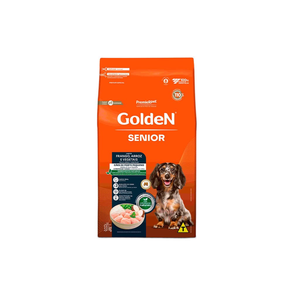Ração Golden Sênior Mini Bits Para Cães de Porte Pequeno Sabor Frango 3kg – PremieRpet