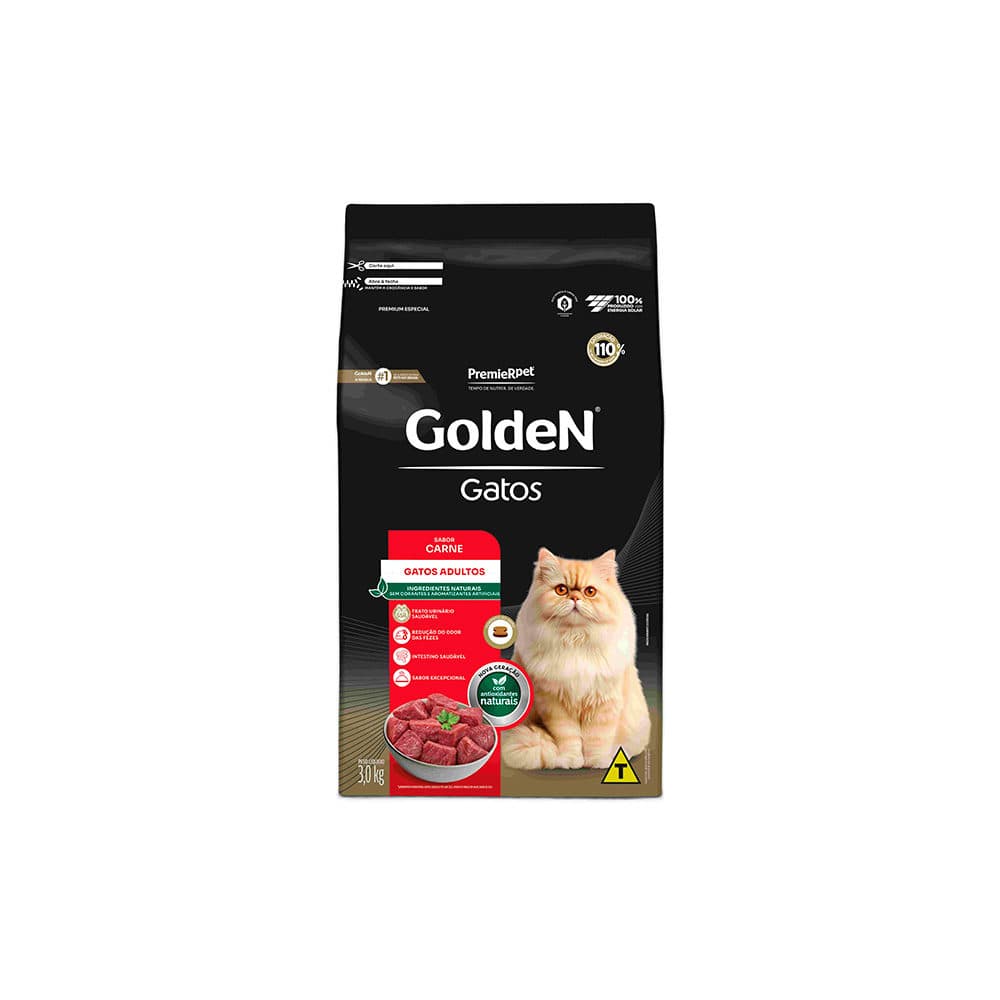 Ração Golden Para Gatos Adultos Sabor Carne 3kg – PremieRpet