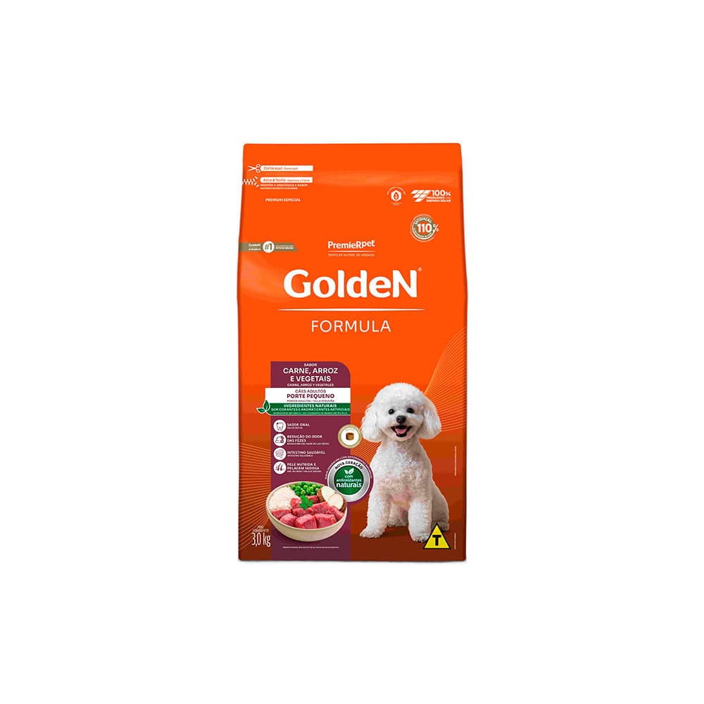 Ração Golden Fórmula Mini Bits Para Cães Adultos de Porte Pequeno Sabor Carne 3kg – PremieRpet