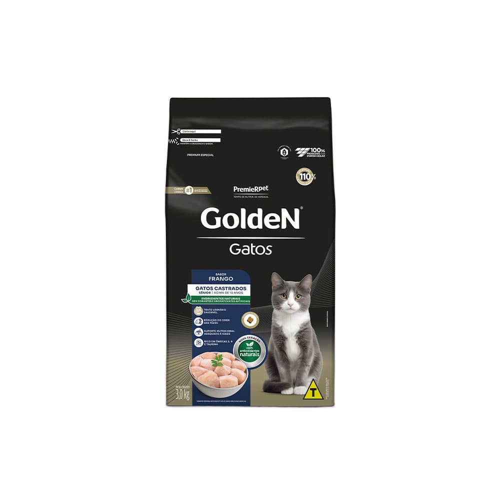 Ração Golden Para Gatos Castrados Sênior 3kg – PremieRpet