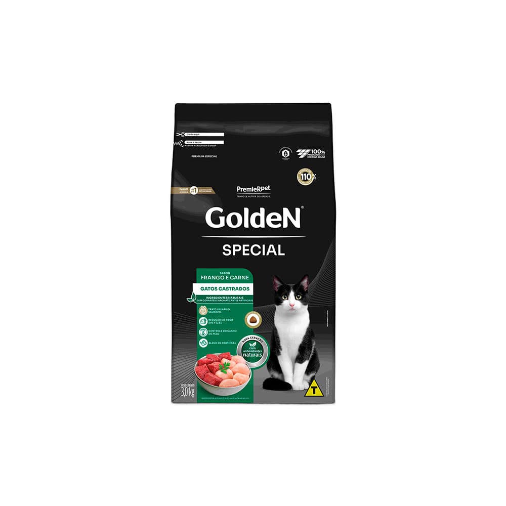 Ração Golden Special Para Gatos Castrados 3kg – PremieRpet