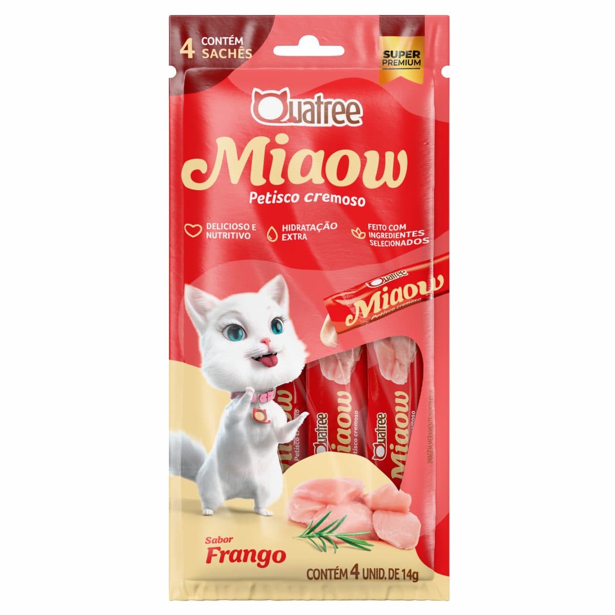 Snack Cremoso Quatree Miaow Sabor Frango Para Gatos 56g – Quatree