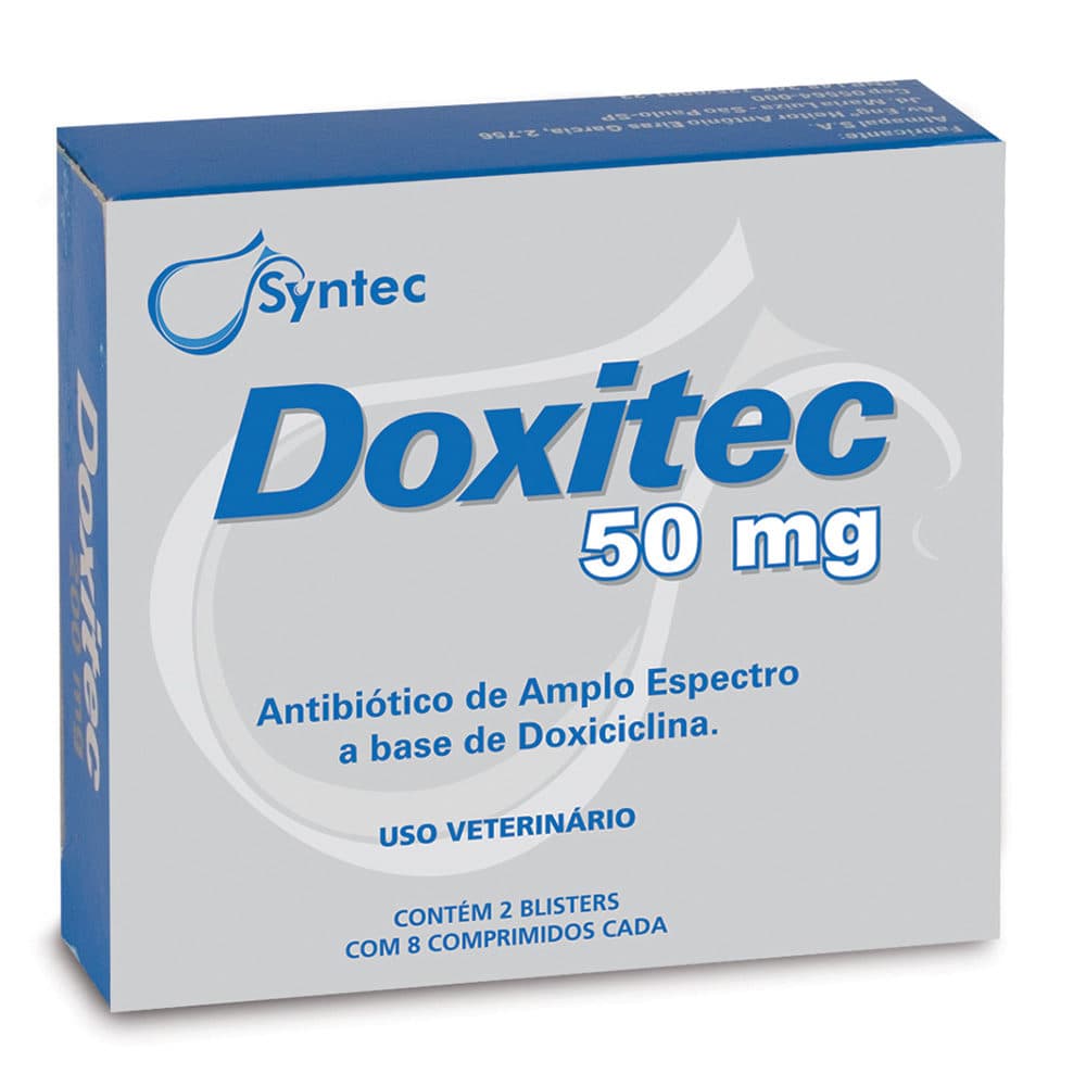 Antibiótico Doxitec 50mg (Doxiciclina) 16 Comprimidos para Cães e Gatos — Syntec