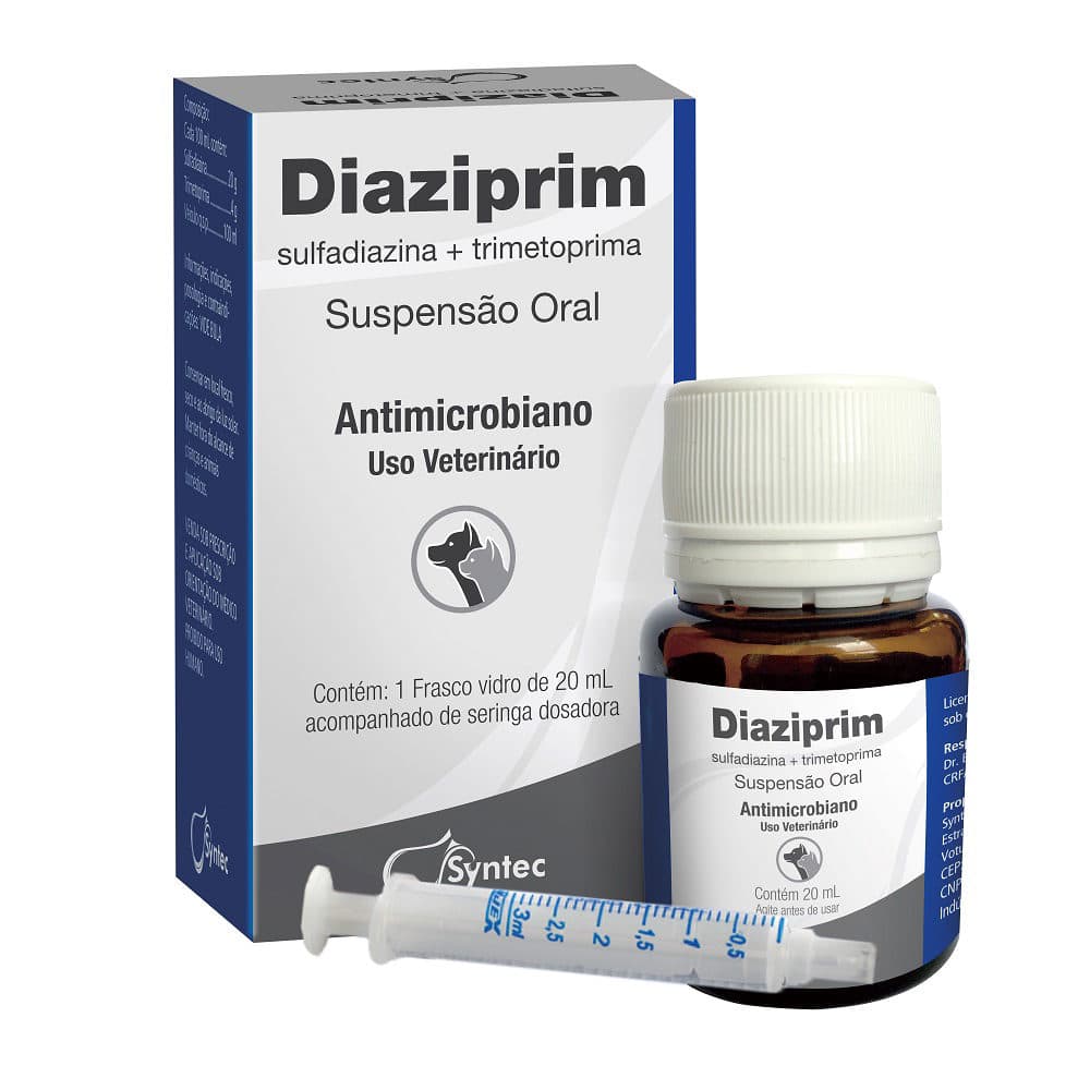 Antimicrobiano Diaziprim Oral 20ml para Cães e Gatos – Syntec