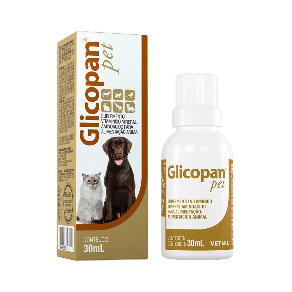 Suplemento Energético Glicopan Pet 30ml (Aminoácidos + Vit. B + Glicose) para Cães e Gatos — Vetnil
