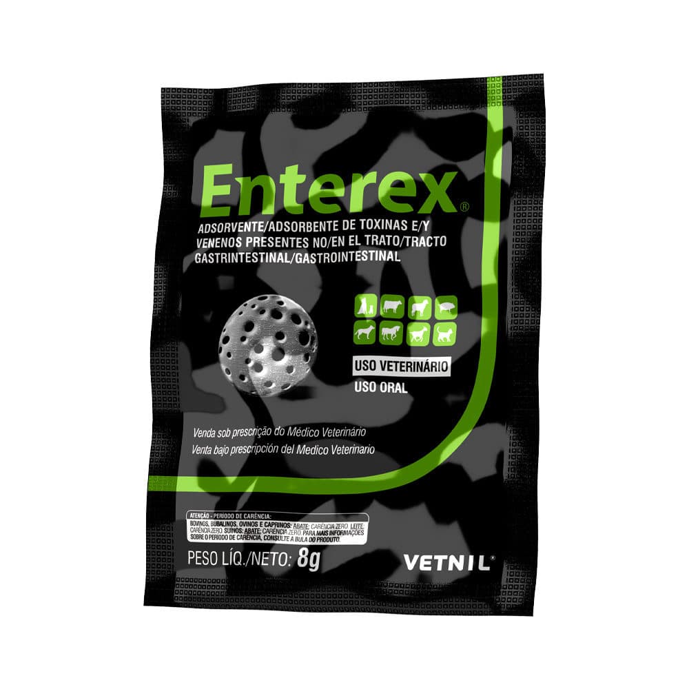 Antitóxico Enterex 8g (Carvão Ativado) Sachê para Cães e Gatos — Vetnil