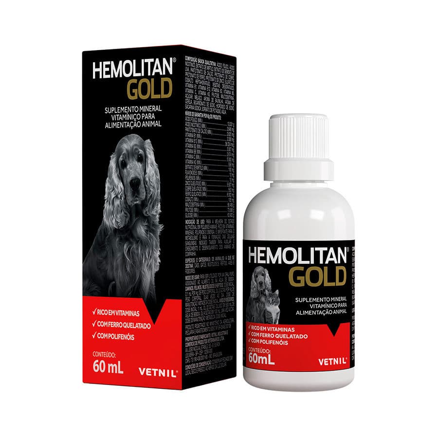 Suplemento Vitamínico Hemolitan Gold 30ml para Cães e Gatos — Vetnil