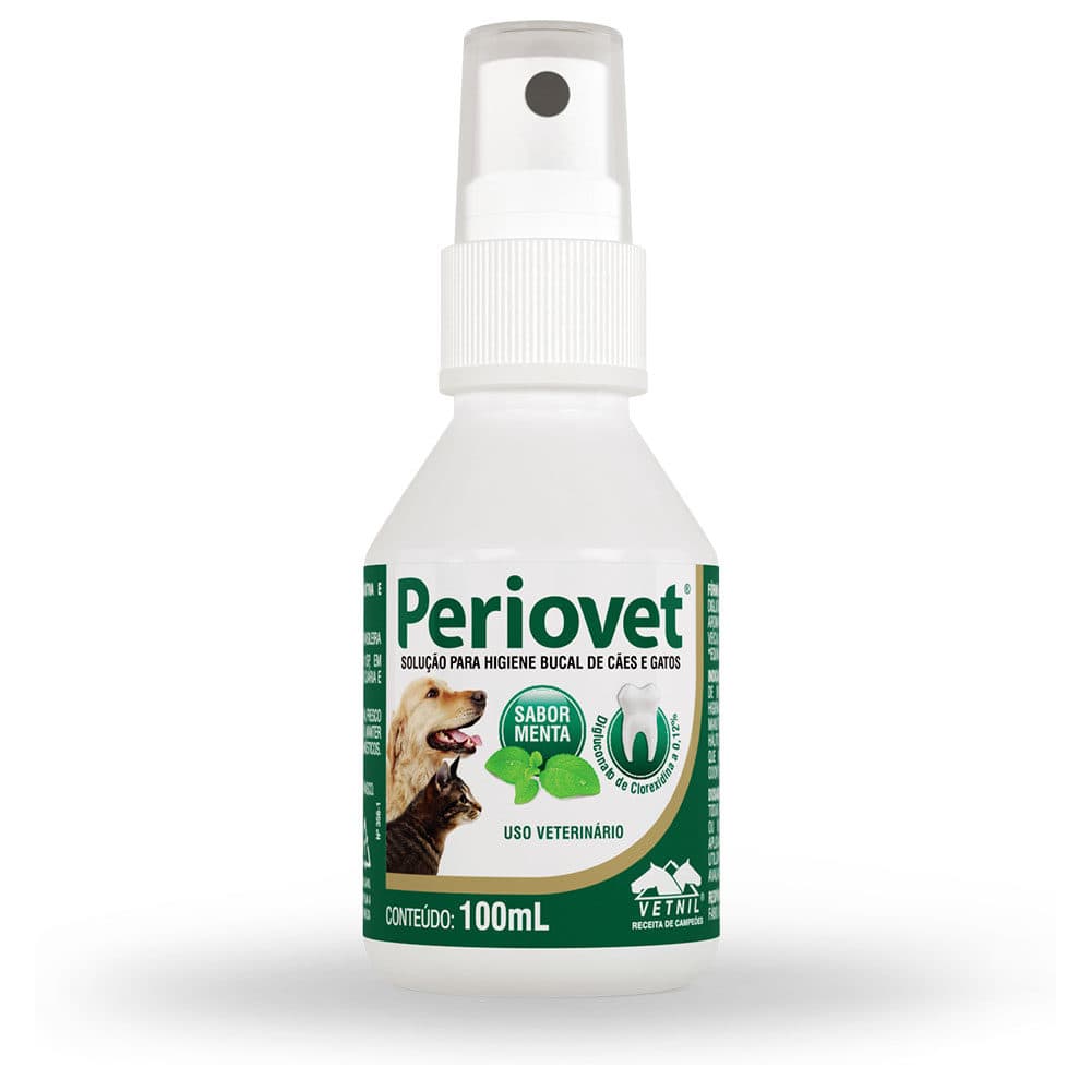 Higiene Bucal Periovet 100ml (Clorexidina 0,12%) Spray para Cães e Gatos — Vetnil